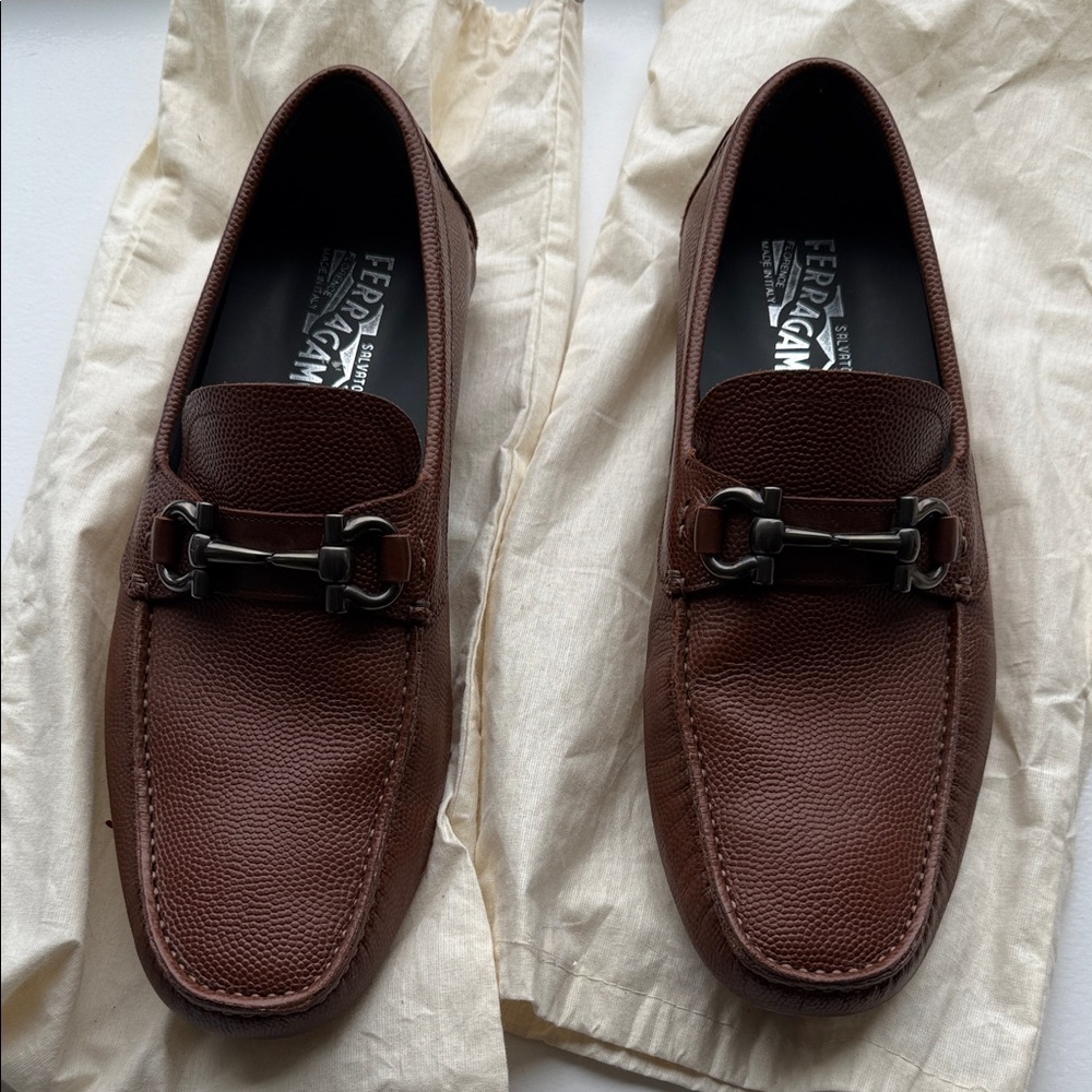 Salvatore Ferragamo Men's Rich Brown Leather Loafers